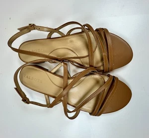Talbots Aria Strap Soft Nappa Genuine Leather Sandals Flats Shoes 8M Brown - Picture 1 of 5