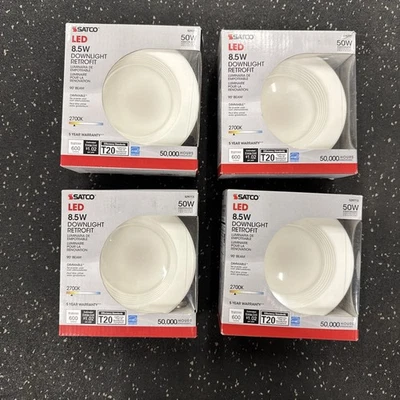 4 Pack - Satco LED S29713 8.5 Downlight Retrofit Dimmable Warm Light New - Image 1 of 4