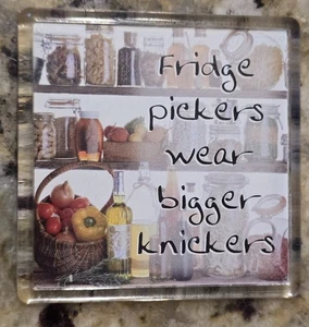 2½" "Fridge Pickers Wear Bigger Knickers" Square Locker Refrigerator Magnet - Picture 1 of 4