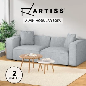 Artiss Sofa Lounge Set 2 Seater Modular Chaise Chair Suite Couch Fabric Grey - Picture 1 of 8