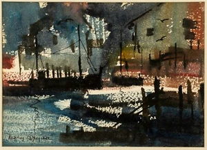 Mary Bryan (1907-1978) Small Rockport Harbor Watercolor, Rockport Art Assoc. - Picture 1 of 9