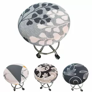 Round Bar Stool Stretch Seat Chair Cover Print Elastic Home Decoration Removable - Picture 1 of 26