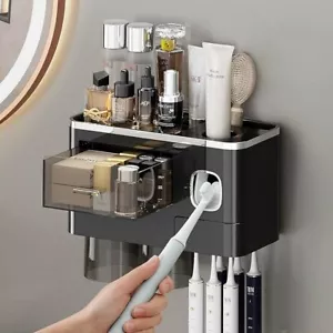 Portacepillos de dientes, cepillo de dientes montado en la pared para baño pasta - Picture 1 of 6