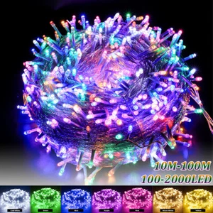 LED Fairy String Lights Mains Plug in Garden Outdoor Christmas Tree Party Decor - Picture 1 of 29