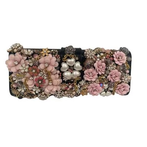 Flower vintage jewelry clutch purse handbag - Picture 1 of 8