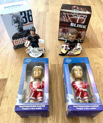 Lot of NHL Bobble Heads Brett Hull, John Gibson, Ilya Bryzgalov New in Boxes Cover