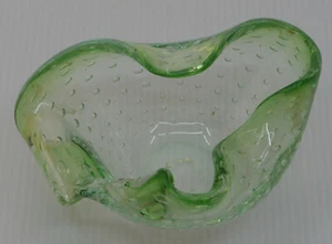 MID CENTURY MODERN ART GLASSCHALE mit STEUERBLASEN, MURANO? - Bild 1 von 3