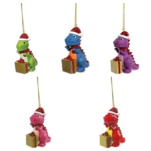 Personalisierte Weihnachtsdeko Dinosaurier zum Aufhängen blau grün lila - Name hinzufügen - Bild 1 von 11