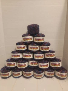 21 Balls/Skein of RED & BLUE METALLIC YARN "GLITTERLASH" - NEW - Picture 1 of 4