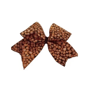 Girls Oversize Hair Bow 7.5" Elastic Ponytail Black Orange Silver Animal Print G - Picture 1 of 15