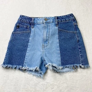 Kancan Denim Shorts Damen mittelblau Farbblock abgeschnittene Jeansjorts 3" Schrittlänge - Bild 1 von 10