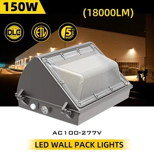 150W LED Wall Pack Light photocell Dusk to Dawn Outdoor Garden Security Light - Picture 1 of 13