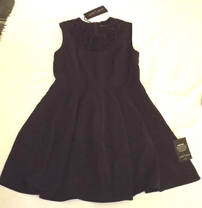 NEU MIT ETIKETT NADEL & FADEN UK 14 EUR 42 BRAUN POLYESTER SEIDE BESTICKT A LINE KLEID - Bild 1 von 4