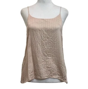 Asceno Milos 100% Silk Tan Geometric Stripe Print Swing Tank Top sz S Camisole - Picture 1 of 8