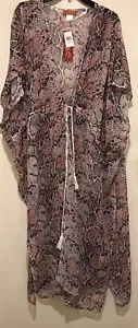 Maxi Kimono Carlos by Carlos Santana BLUSH Estampado Serpiente Transparente Cubierta NUEVO con ETIQUETA - Imagen 1 de 4