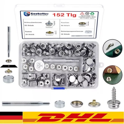 MARKENLOS 152x Edelstahl Druckknopf Schraube Druckknöpfe für Persenning Plane Zelt Boot DE