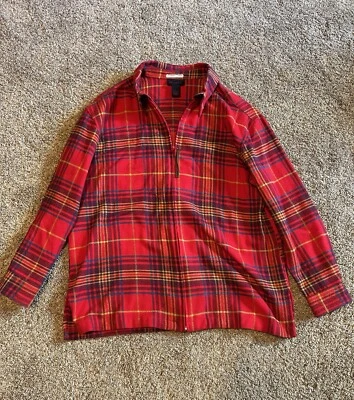 Chaqueta de camisa de mujer Vintage Denim & Co con cremallera completa Franela Cuadros rojos Talla grande Foto 1 de 4