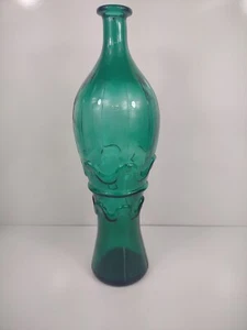 Mid Century Rossini Empoli Glass Genie Decanter Bottle Double Squiggle green 15" - Picture 1 of 13