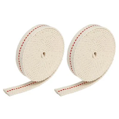 Algodón Aceite Lámpara Mecha 5/8" Ancho 2M Largo con Roja Puntada, 2 Rollos - Imagen 1 de 4