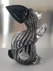 VETRERIA ARTISTICA OBALL Murano Glass * Silver Black Aventurine Mouse * 6" 0054 - Picture 1 of 10