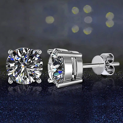 Juliani 6mm Hypoallergenic Stud Earrings Swarovski 1.7CTTW 18K Gold Plated - Image 1 of 4