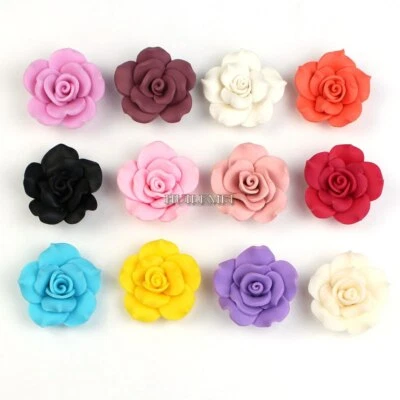 Lote de 20 cuentas grandes de flores grandes de arcilla polimérica de colores mixtos de 40 mm para joyería hágalo usted mismo Foto 1 de 4