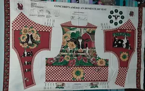Concord's American Homestead Vest Cotton Cut And Sew Fabric Panel Fits S-XL Farm - Picture 1 of 5