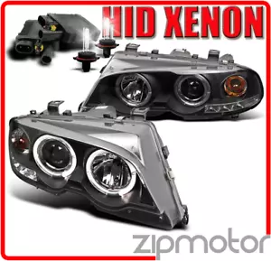 00-03 BMW E46 SERIE 3 2 PUERTAS/01-06 M3 HALO LED FAROS PROYECTOR NEGRO CON HID 6K - Imagen 1 de 4
