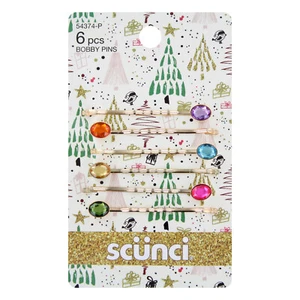 Scunci Holiday Christmas Rhinestone Hair Bobby Pins, 6-Count - Picture 1 of 1