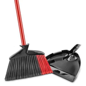 BROOM DUST PAN SET Angle Broom with Steel Handle Indoor-Outdoor - Picture 1 of 8