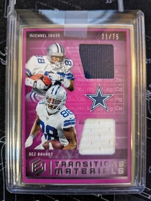 2018 Panini Elements Michael Irvin Dez Bryant Transitions Materials 21/75 - Image 1 of 2