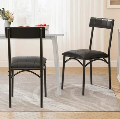 IDEALHOUSE Juego de 2 Sillas de Comedor de Cuero PU Premium Negro Cocina y Comedor Foto 1 de 3