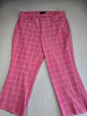 Eloquii Pink & White Plaid Cropped Pants Size 16 - Image 1 of 4
