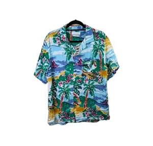Urban Outfitters Hawaiian Shirt Mens Size Medium Painted Paradise Multi Summer - Picture 1 of 18