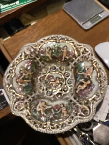 10 ZOLL VINTAGE ITALIEN CAPODIMONTI SCHALE/MITTELSTÜCK - Bild 1 von 5