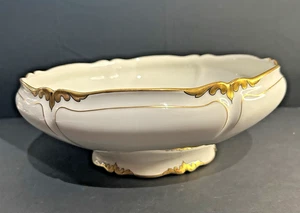 Antike Limoges Balleroy & Cie Herzstück Schale mit Fuß - handvergoldet Frankreich - Bild 1 von 8