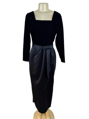 Vestido midi formal de terciopelo negro con detalle de lazo talla 10 de JS Collections para mujer Foto 1 de 4