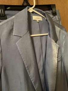 Conjunto de 2 blazer y pantalones de mezcla de lino Vince para mujer talla 10 azul bebé - Imagen 1 de 18