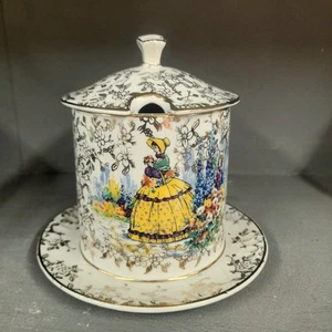 Tarro/olla Crinoline Lady Preserve vintage Laurie & Co Empire Ware - Imagen 1 de 5