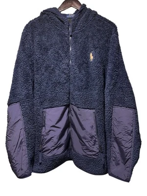 Abrigo Chaqueta Polo Ralph Lauren Big Pony Vintage Cremallera Completa Polar con Capucha Azul Marino Talla XL Foto 1 de 4