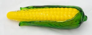 Vintage Murano Style Glass Ear of Corn Veggie Decor Art 6.5” x 2" - Picture 1 of 7