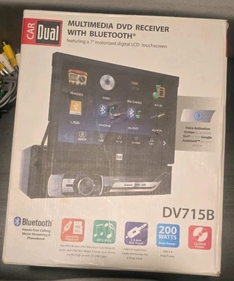Dual DV715B 1 DIN Bluetooth In-Dash DVD/CD/AM/FM Flip Out Car Stereo w/voice - Image 1 of 4