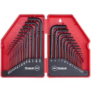 30-Piece Premium Hex Key Allen Wrench Set, SAE and Metric Assortment, L Shape... - Picture 1 of 4