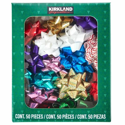 ARCOS NAVIDEÑOS FIRMA KIRKLAND 50 UNIDADES 2006168, COLORES BRILLANTES *PAQUETE DESGASTADO Foto 1 de 3