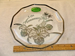 Schöner handgefertigter 8" Sammelteller mit Vers " 50th Anniversary " Gold pl - Bild 1 von 3