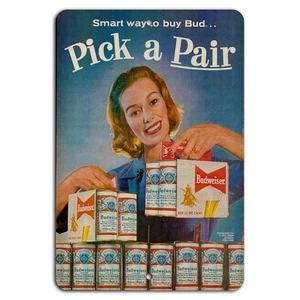 Vintage Budweiser Pick-a-Pair Retro Aluminum Sign - Picture 1 of 1