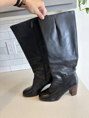 Vtg 60s 60s Gogo Boots Black Leather MOD MARINA 895 RR 42 AS425 Sz 8 Womens EUC - Image 1 of 4