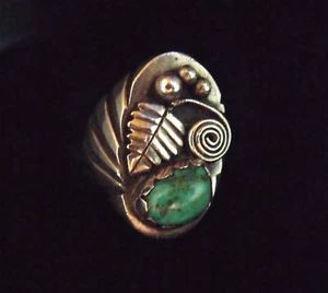 Heavy Sterling & Turquoise Ring - Navajo Handmade - Picture 1 of 4