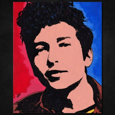 ¡NUEVO! Pintura Original Bob Dylan Pop Art 8" x 10". Guitarra clásica rock folk años 60 Foto 1 de 3
