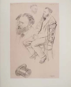 Edgar DEGAS : Etude de Manet au chapeau, Héliogravure signée - Picture 1 of 7